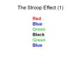 The Stroop Effect (1) Red Blue Green Black Green Blue Th