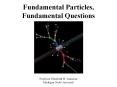 Fundamental Particles, Fundamental Questions Professo