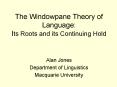 The Windowpane Theory of Language: Its Roots and it