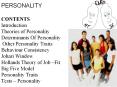 PERSONALITY CONTENTS Introduction Theories of Personalit