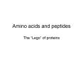 Amino acids and peptides The  Lego  of proteins Amino Acid
