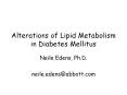 Alterations of Lipid Metabolism in Diabetes Mellitus Neil