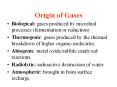 Origin of Gases Biological: gases produced by microbia