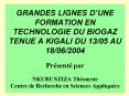 GRANDES LIGNES D UNE FORMATION EN TECHNOLOGIE DU BIOGA