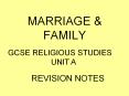 MARRIAGE & FAMILY GCSE RELIGIOUS STUDIES UNIT A REVISIO