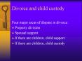 Divorce and child custody Four major areas of dispute i