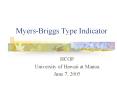 Myers-Briggs Type Indicator HCOP University of Hawaii a