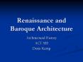 Renaissance and Baroque Architecture Architectural Histor