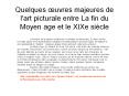 Quelques  uvres majeures de l'art picturale entre La fin d