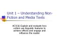Unit 1   Understanding Non-Fiction and Media Texts AO3(iii