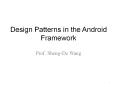 Design Patterns in the Android Framework Prof. Sheng-De Wan