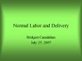 Normal Labor and Delivery Bridgett Casadaban July 25, 200