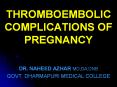 THROMBOEMBOLIC COMPLICATIONS OF PREGNANCY DR. NAHEED AZHA