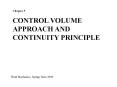 Chapter 5 CONTROL VOLUME APPROACH AND CONTINUITY PRINCIPL