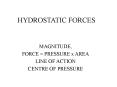 hydrostatic forces magnitude, force = pressure x area lin