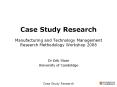 Case Study Research Manufacturing and Technology Managemen