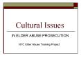 Cultural Issues IN ELDER ABUSE PROSECUTION NYC Elder Abus