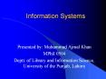 Information Systems Presented by: Muhammad Ajmal Khan MPhi