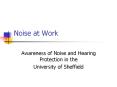 Noise at Work Awareness of Noise and Hearing Protection i