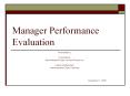 Manager Performance Evaluation Presented by: Irma Ramo