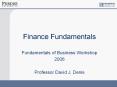 Finance Fundamentals Fundamentals of Business Workshop 200