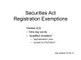 Securities Act Registration Exemptions Section 4(2) Nine bi