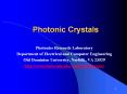 Photonic Crystals Photonics Research Laboratory Departmen