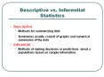 Descriptive vs. Inferential Statistics Descriptive Method