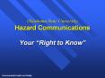 Hazard Communications Your  Right to Know  Hazar