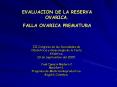 EVALUACION DE LA RESERVA OVARICA. FALLA OVARICA PREMATUR