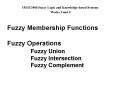IMAT3406 Fuzzy Logic and Knowledge-based Systems Weeks 3 an