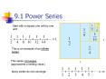 9.1 Power Series Start with a square one unit by one unit: 
