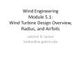 Wind Engineering Module 5.1: Wind Turbine Design Overview