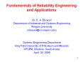 Fundamentals of Reliability Engineering and Applications Dr