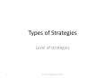 Types of Strategies Level of strategies Prof. Dr. Maje