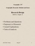 Geography 237 Geographic Research: Methods and Issue