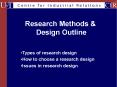 Research Methods & Design Outline Types of research desig