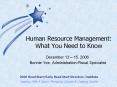 Human Resource Management: What You Need to Know December 1