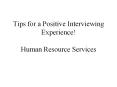 Human Resource Services Tool Box for the Successful Jo