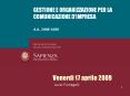 GESTIONE E ORGANIZZAZIONE PER LA COMUNICAZIONE D IMPRES