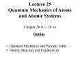 Lecture 25 Quantum Mechanics of Atoms and Atomic System