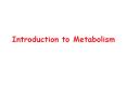 Introduction to Metabolism Metabolism (The Acquisition an