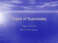 Types of Businesses Topic # 4014 Nick Thompson 4 Types o