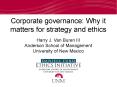 Corporate governance: Why it matters for strategy and ethic
