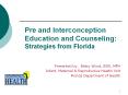Pre and Interconception Education and Counseling: Strategie