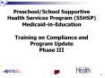 Preschool/School Supportive Health Services Program (SSHSP