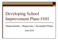 Developing School Improvement Plans #101 Requirements 