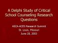 A Delphi Study of Critical School Counseling Researc