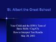 St. Albert the Great School Your Child and the IOWA Tests o