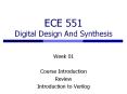 ECE 551 Digital Design And Synthesis Week 01 Cours